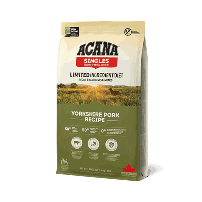 1901183 ACANA Dog Singles Yorkshire Pork Recipe 11.4kg Front Left EMEA APAC.png